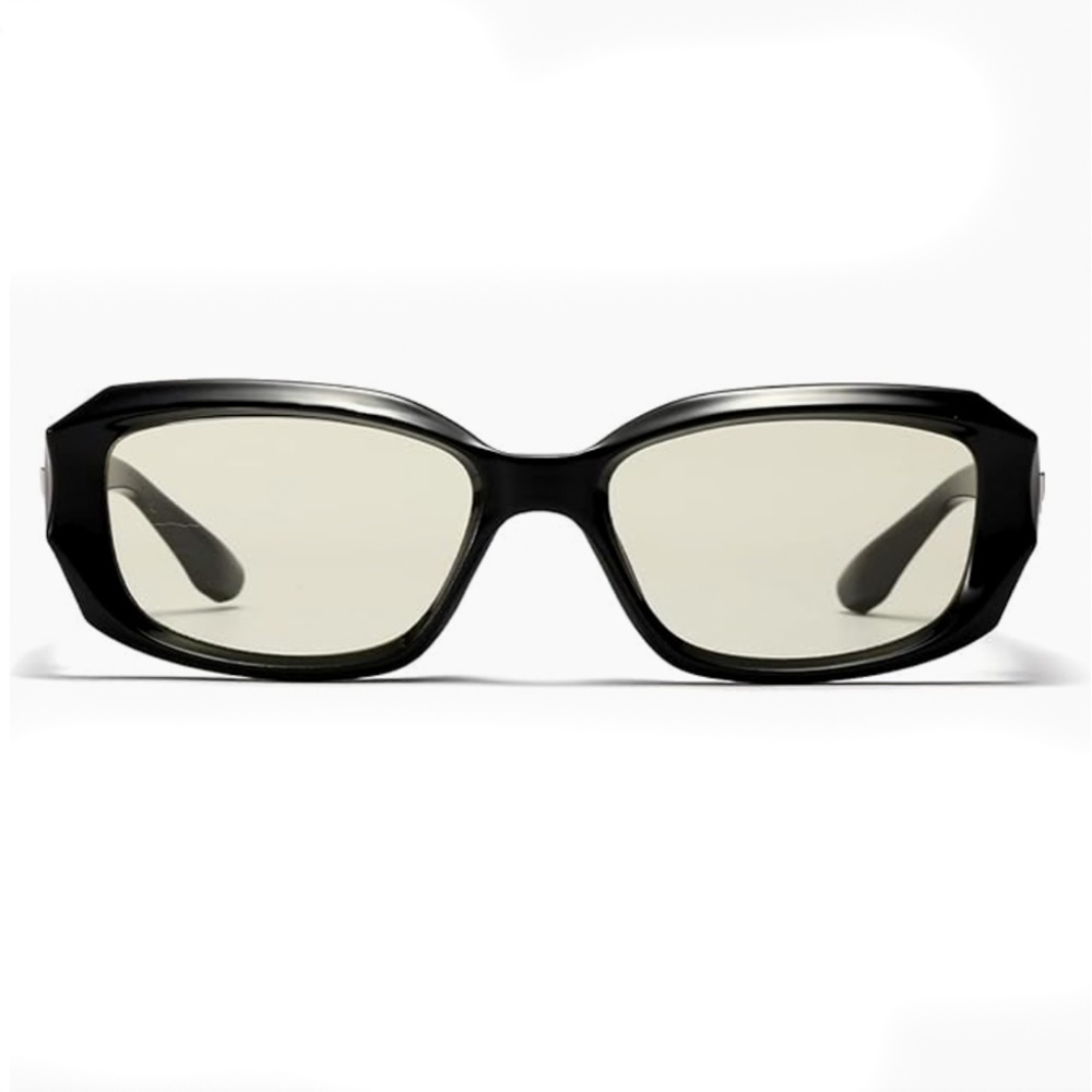 Trendy Square Frame Black Clear Tint Retro Trendy Rectangle Men Women Glasses